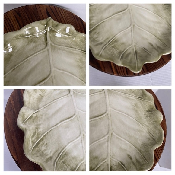 Green Cabbage Leaf Plate Made In Italy 9604/24 Ceramic Plant Shape Plate - Picture 16 of 16